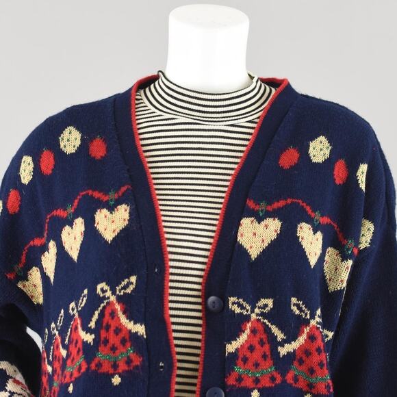 Vintage 90s Teddy Bear Christmas Cardigan Women's Large - Picture 2 of 10